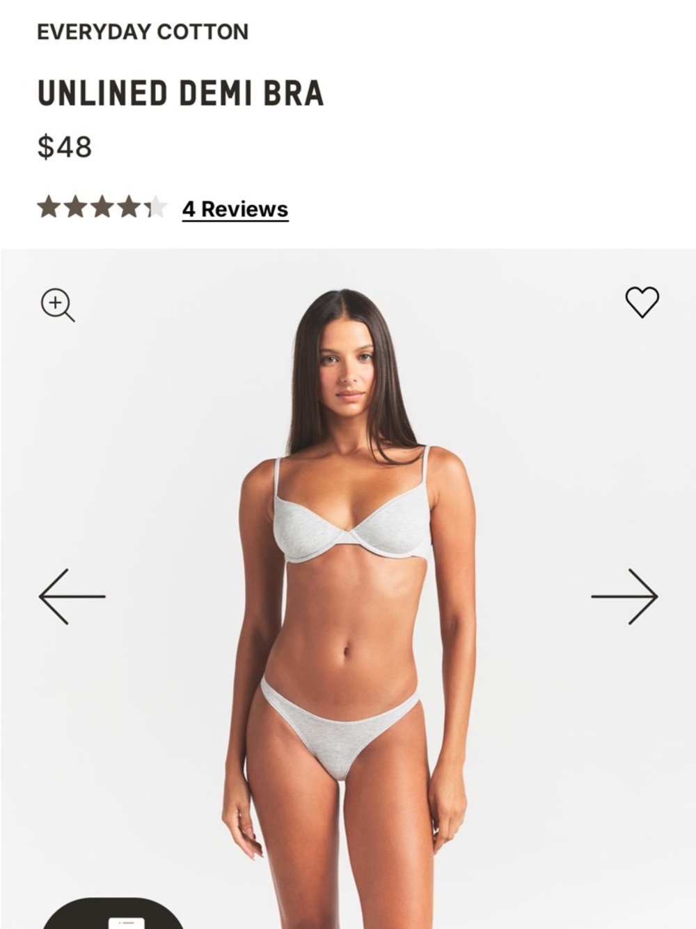 SKIMS Unlined Demi Bra - Light Heather Gray